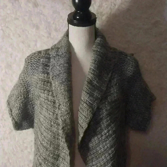 Decree Gray with Silver Metallic Threads Open Cardigan Size M - Picture 4 of 15